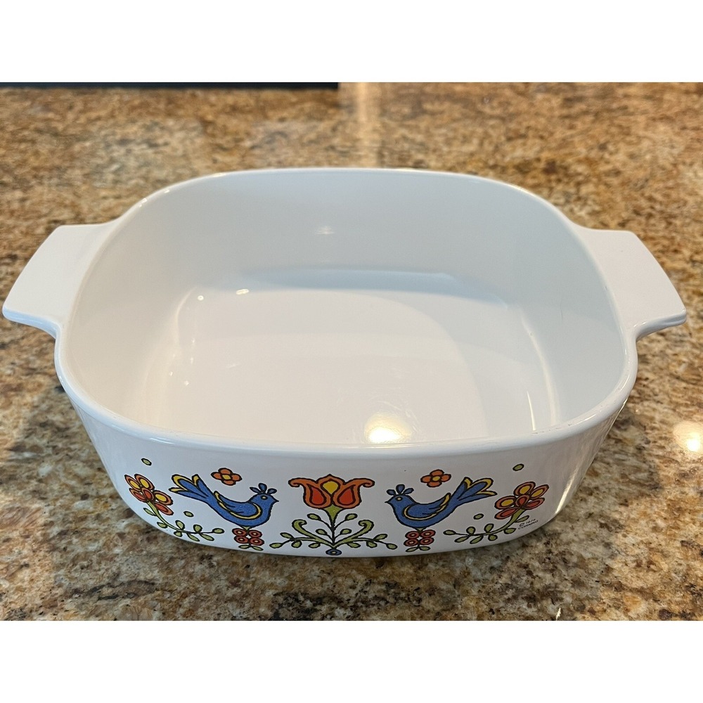 Corning Ware Country Festival Blue Bird Casserole 8x8. No Lid